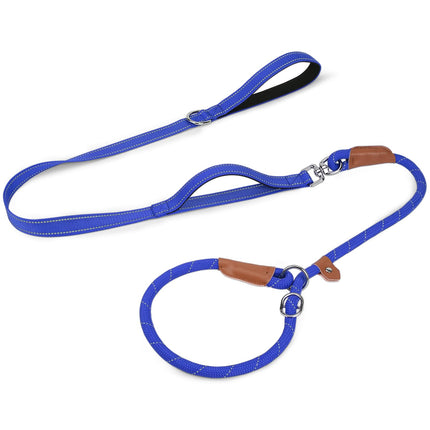 Slip Lead Dog Leash with Dual Handle, No Pull, Black, 6FT x 3/8"