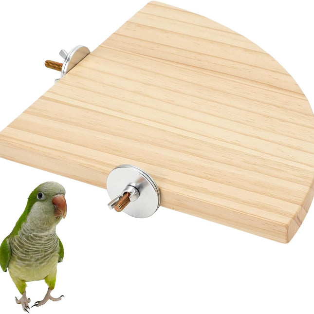 6.7 Inch Fan-Shaped Perch Bird Platform, Natural Wood Flat Perches