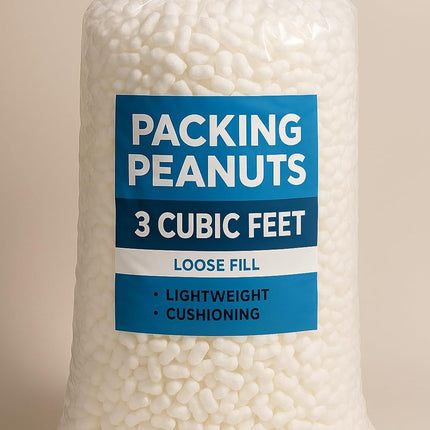 Ubi Market Packing Peanuts, 3 Cubic Feet, Loose Fill, Lightweight Cushioning, Biodegradable, 22.44 Gallons