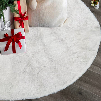 48 Inch Faux Fur Christmas Tree Skirt White Plush Skirt for Merry Christmas Party Christmas Tree Decoration