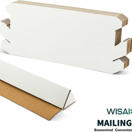 25 Pack Triangle Corrugated Cardboard Mailing Tubes, 18.25" x 2" x 2", White, Bulk Poster Tubes for FBA Shipping, Warehouse Storage, Blueprints, Artwork & Long Items
