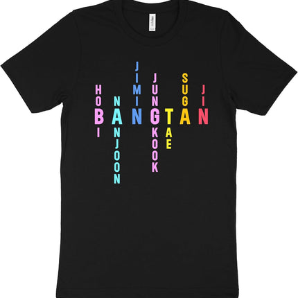 Seven Stars Acrostic Graphic Tee - Premium Cotton Boy Band Typography Shirt, K-Pop Fan Minimalist Streetwear, Army Gift