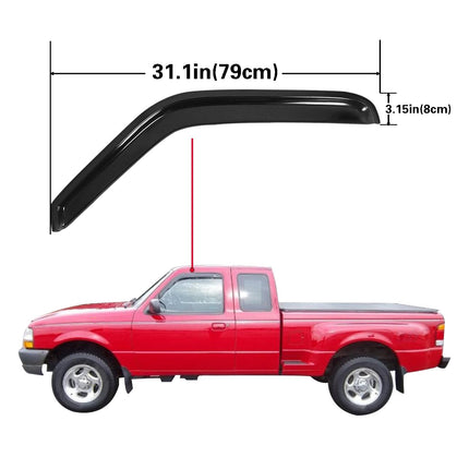 Durable Acrylic Window Visors for Ford Ranger Accessories - Compatible with 1993-2011 Ford Ranger/Mazda B2300/B3000/B4000 Standard Cab - In Channel Window Rain Guards