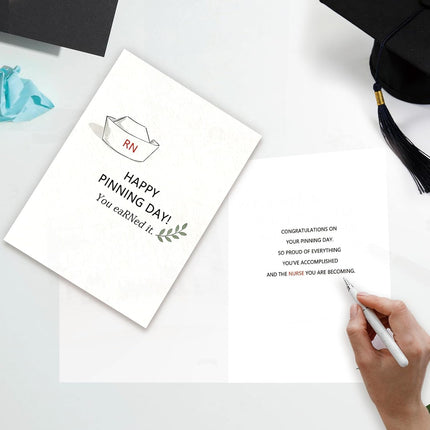 Happy Nurse Pinning Day Card, RN Graduation Card, Congratulations New Nurse Gift, Nursing School Graduate Card for Women Men, Future Nurse Celebration
