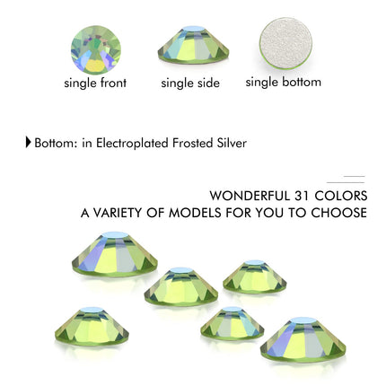 288Pcs Light-green Ab Crystal Rhinestones,Glass Flatback Rhinestones Gemstones for Nail Face Makeup Art Crafts Clothes Decoration-(SS30,6.5mm,Light-green Ab)