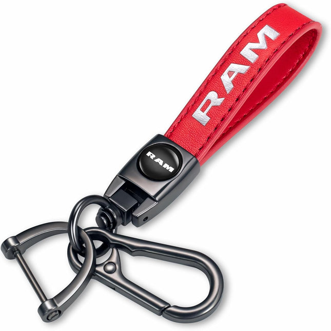 Red Genuine Leather Braided Car Keychain