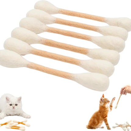 Cotton Swabs Cat with Catnip, 6 Pk Giant Kitten Chew Sticks for Indoor Boredom, Durable Dental Teething Ropes, Big Interactive Felt Kitty Kicker Play Lover Gift Accessories (Beige)