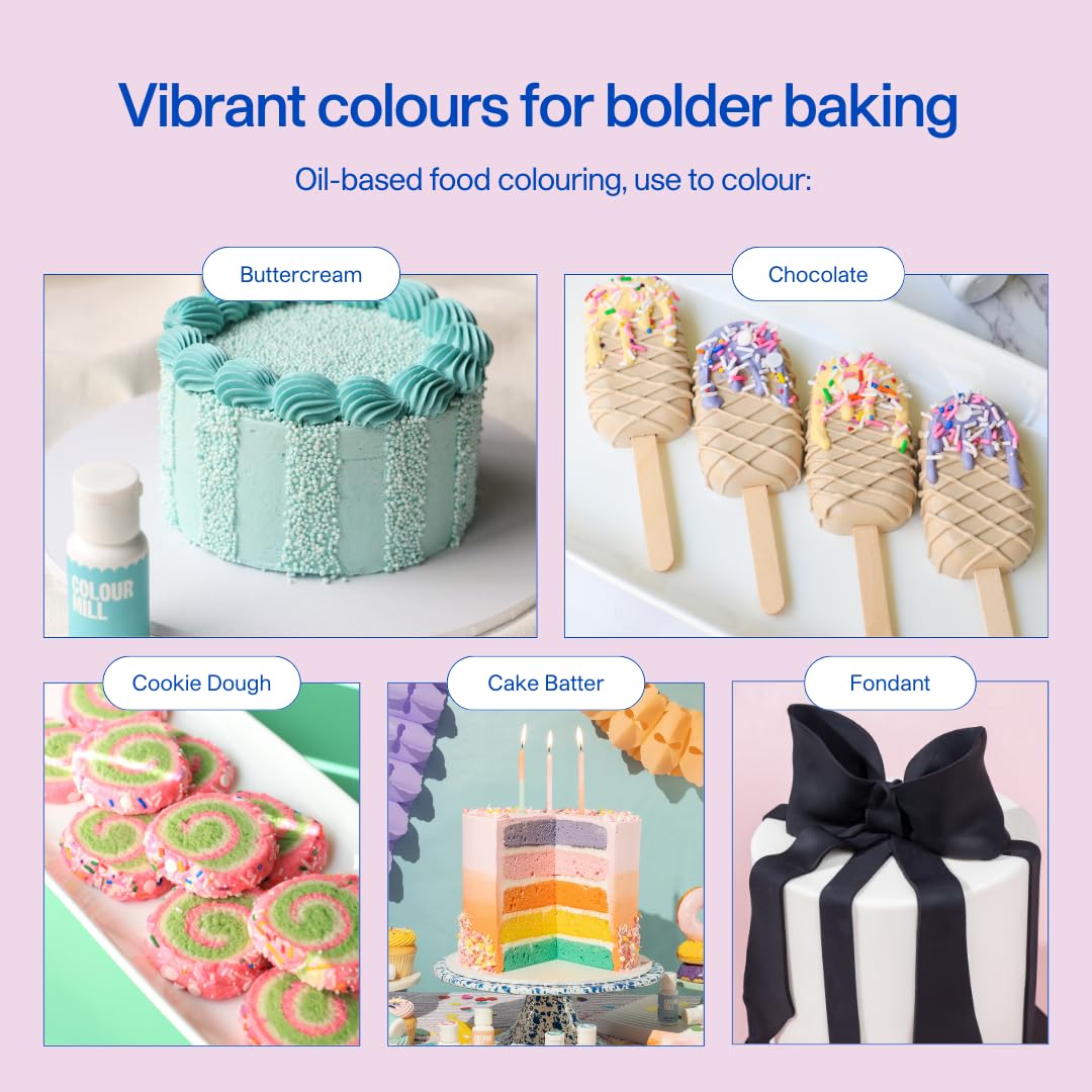 Oil-Based Food Coloring, 20 Milliliters Each of 6 Colors: Baby Blue, Navy, Royal, Sky Blue, Teal and - photo 2