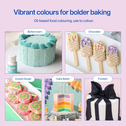 Oil-Based Food Coloring, 20 Milliliters Each of 6 Colors: Baby Blue, Navy, Royal, Sky Blue, Teal and - photo 2