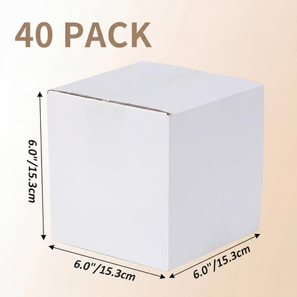 6x6x6 Shipping Boxes Set of 40, White Corrugated Cardboard Box for Packing, Mailing, Business - photo 2