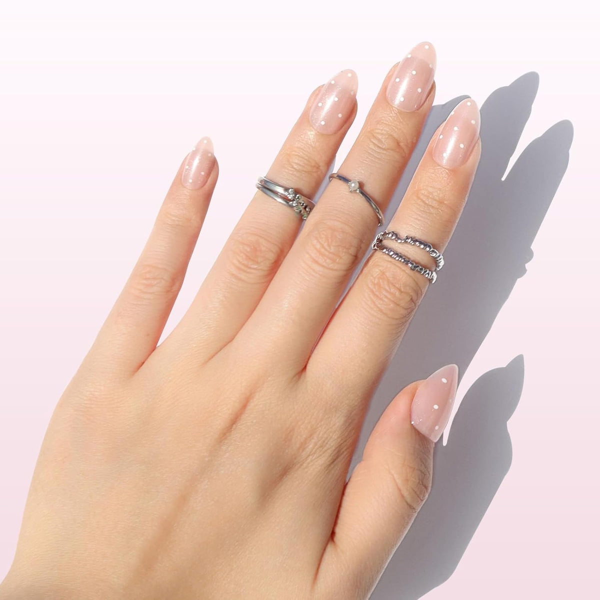 Milk Dot Short Almond Press On Nails Kit - photo 3