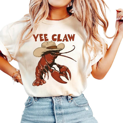 Yee Claw Comfort Color Shirt, Lobster Yee Claw Shirt, Funny Lobster Shirt, Western Beach Top Amalfi Coast Trip, Tomato Girl Summer