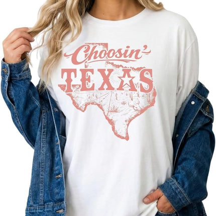 Choosin' Texas Tshirt, Ella’s Fellas Club Shirt, Western Texas Shirt, Pride Wear Outfit, Texas Lover Gift, Country Lifestyle Top, Chosen Texas Shirt