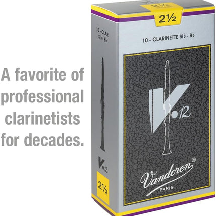 Vandoren CR1925 Bb Clarinet V.12 Reeds Strength 2.5; Box of 10