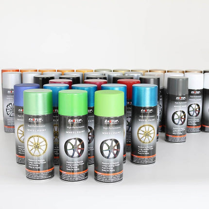 EASTUP Premium Metallic Black Acrylic Enamel Wheel Paint - Brilliant Finish, High Durability, Fade-resistant, Quick Drying Rim Coating Spray Paint.