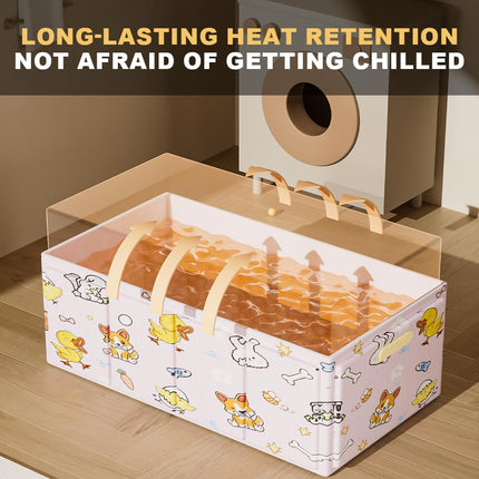 Foldable Baby Bathtub with Cute Animal Print, Portable Infant Bath Tub ，31.5x17.7x9.8 Inch Expanded (Pink)
