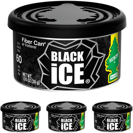 LITTLE TREES Car Air Freshener | Fiber Can Provides Long Lasting Scent for Auto or Home | Recycled Fiber | Black Ice, 4 Air Fresheners