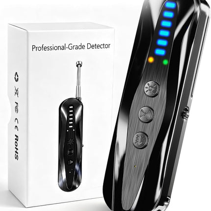 Hidden Camera Detectors,Infrared Pin-Hole Camera Finder,Wireless Camera detector, Anti-Spy Alarm and Bug Detector, GPS Tracker Detector, Portable Hidden Device Finder for Travel & Office(Black)