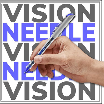 uniball Vision Needle Rollerball Pen, Fine Point (0.7mm), Black Ink, 6 Pens