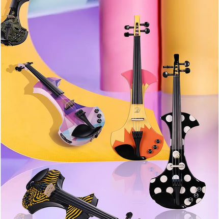Aileen 20th Anniversary Edition AV-D501 ELECTRIC VIOLIN -4/4 Electric Violin Set with Carbon Fiber Tailpiece, Ebony Fingerboard, Piezo Pickup-Crystal Purple