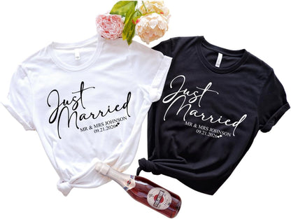 Personalized Just Married Matching Couples Shirts