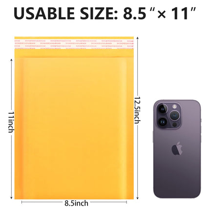 Kraft Bubble Mailers 8.5x11inch 25Pack Yellow Self-Seal Padded Envelopes Bubble Opaque Padded Mailers Shipping Bags for Small Businesses to Package and Mail Jewelry, Electronic Products