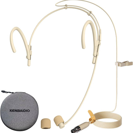 Headset Headworn Microphone Professional Dual Over-Ear Hanging Earset Condenser Mic Compatible with Shure Wireless System Bodypack Transmitter for Performance Theater, Mini XLR 4 Pin TA4F Plug