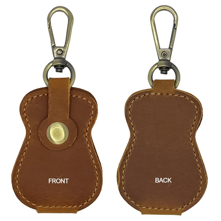 Genuine Leather Guitar Pick Holder Keychain, Guitar Picks Holder Case for 4 Picks, Portable Pick Holder for Guitar with Hook, Ideal Guitar Pick Storage
