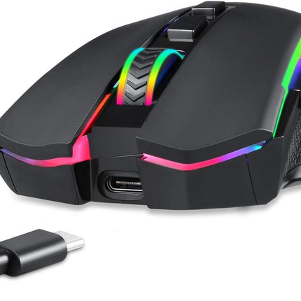 Redragon M602 Griffin RGB Gaming Mouse, RGB Spectrum Backlit Ergonomic Mouse with 7 Programmable Backlight Modes up to 8000 DPI for Windows PC Gamers (Black, Wireless)