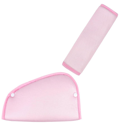 Kids Seat Belt Cover Pads, Universal Seat Belt Adjuster for Kids, HNHUAMING Kid's Shoulder & Belly Protective Padding for Travel, Soft Breathable Car Seat Straps Pads for Children, Pink