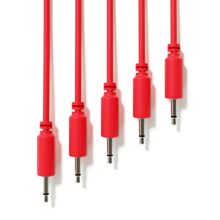 5-Pack - Mono Modular Patch Cables - TS 3.5mm 1/8" Eurorack Synthesizer [Red | 15 cm - 5.91"]