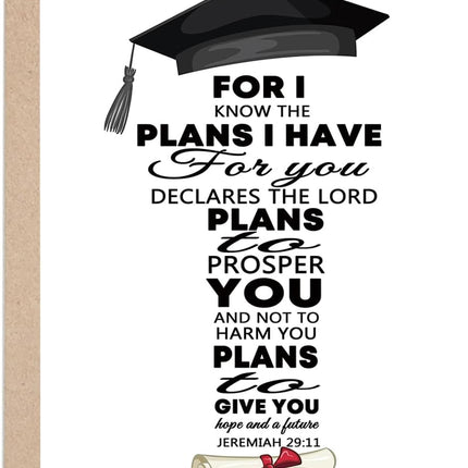 OJsensai Christian Graduation Card for Her Him, Religious Graduation Congratulations Gifts for Son Daughter Student, Bible Verse Graduation Card Jeremiah 29:11