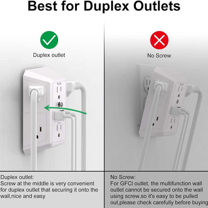 Outlet Extender Surge Protector - NUOZHI 6 Outlet Splitter with 4 USB Ports(2 USB-C), Multi Plug Wall Outlet 1680J Power Strip for Home Office Dorm Room Essentials, ETL, White