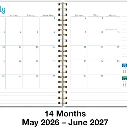 HARDCOVER Academic Year 2026-2027 Planner: 14 Months (May 2026 Through June 2027) 8.5"x 11" Daily Weekly Monthly Planner Yearly Agenda. Bookmark, Pocket Folder and Sticky Note Set (Black Tree Seasons)