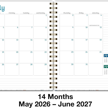 HARDCOVER Academic Year 2026-2027 Planner: 14 Months (May 2026 Through June 2027) 8.5"x 11" Daily Weekly Monthly Planner Yearly Agenda. Bookmark, Pocket Folder and Sticky Note Set (Colorful Botanicals)