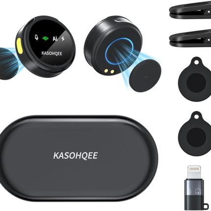 Wireless Lavalier Microphone for iPhone 16/15/14/13, iPad & Android, Magnetic Clip-on Mini Mic with Charging Case,30H Playtime Plug-Play Lapel Lavalier Mic for Vlog TikTok, AI Noise Reduction