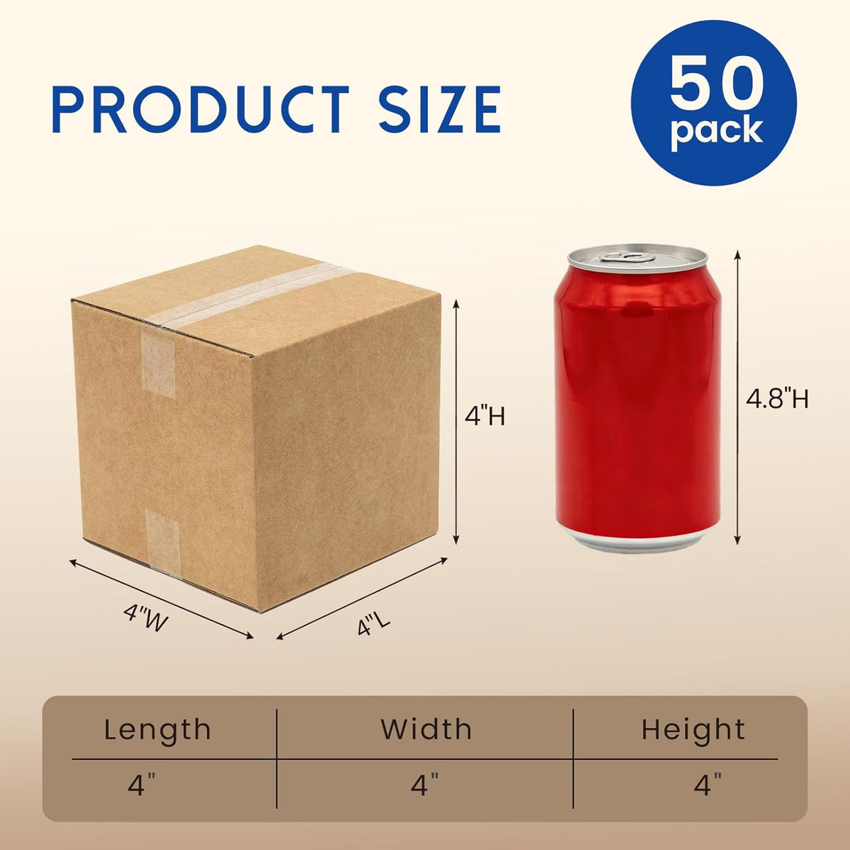 4 x 4 x 4 Inch Brown Corrugated Shipping Boxes, 50 Pack - photo 2