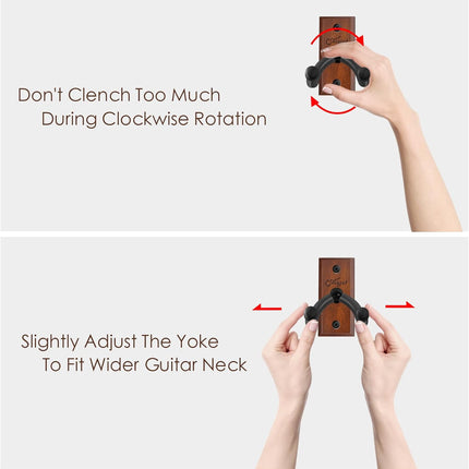SNIGJAT Guitar Wall Mount 2 Pack, Guitar Hanger Wall Hook Holder Stand with Screws, Hardwood Mount Hanger for Acoustic Bass,Banjo, Mandolin