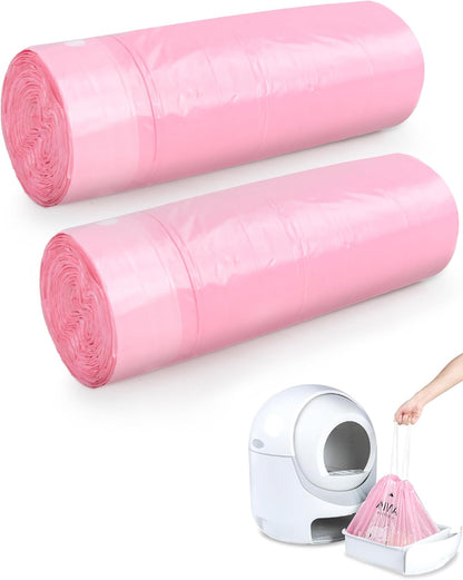 40 Count Cat Litter Box Liners for Automatic Cat Litter Box and Litter Box Robot 4/5, Heavy-Duty, Extra Thick, Pink