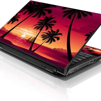 LSS 17 17.3 Inches Laptop Notebook Skin Sticker with 2 Wrist Pads - Reusable Cover Protector Vinyl Sticker Cover Decal Fits 17" - 19" HP Asus Acer - Hawaiian Paradise Palm Tree