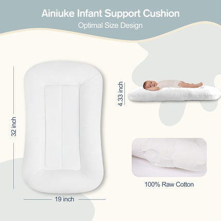 Baby Lounger-Infant Lounger for Newborn, 0-24 Months, Portable Tummy Time Mat for Home and Travel, Breathable Cotton(Cover Included), Supervised Use, Baby Essentials(White), Pallet of Product
