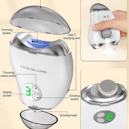 2026 Upgrade 2-in-1 Electric Nail Clipper & Filer, Baby Nail Trimmer with LED Light 3-Speed Quiet (<45dB) Portable Nail Cutter for Seniors & Adults, Rechargeable via USB-C