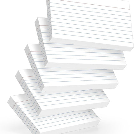 250 Count White Index Cards 3x5 Inch - 180gsm Heavyweight Flash Card (50 Sheets Each), Durable & Portable Note Taking for Students, Teachers, Study Flashcards for Office Home School Supplies