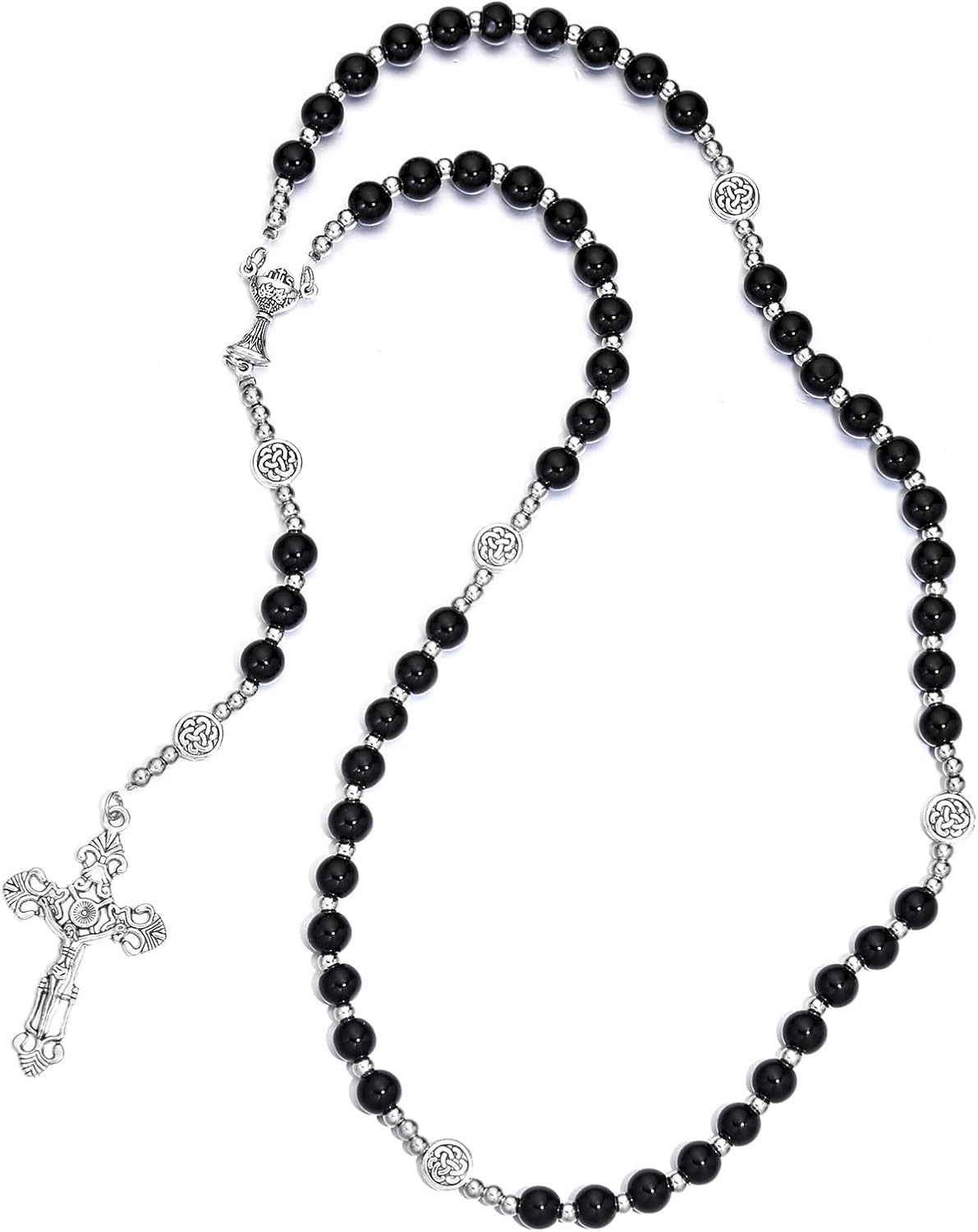 Glass Pearl First Communion Rosary with Chalice Centerpiece and - photo 2