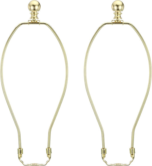 11 Inch Lamp Harp Kit with Finial, 2-Set Detachable Shade Bracket Holder, Gold Tone