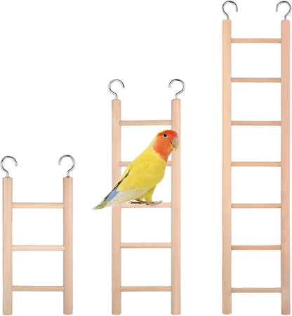 3-Piece Wooden Bird Cage Ladder Set