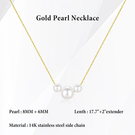 SmileBelle Pearl Necklaces, Daisy Pearls Choker for Women's Pearl Strand Necklaces as Silver and Gold Choker for Teens, Silver Daisy Birthday Gifts 3 Pearls White Necklace as Prom Bridesmaid gifts