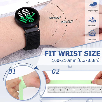 20mm Nylon Quick Release Band Compatible with Samsung Galaxy Watch 7 6 5 4 40mm 44mm/Garmin Vívoactive 6/5/3/3 Music/Forerunner 570 42mm/55/158/165/245/645/Amazift Active 2/Active/T-Rex 3 Pro 44mm