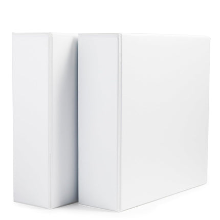Amazon Basics 3 Ring Binders, 3 Inch D-Ring Organizer for School, Home Office, Paper Storage, White, 2 Pack