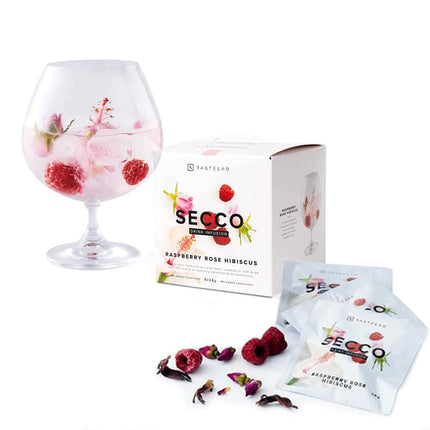 Secco Raspberry Rose Hibiscus Infusion – Botanical Sachets for Gin & Tonic, Cocktail, Mocktail & Vodka Mixers – Alcohol Infusion for All Home Bartending Enthusiasts – Bar Gift – Box of 8 Packets
